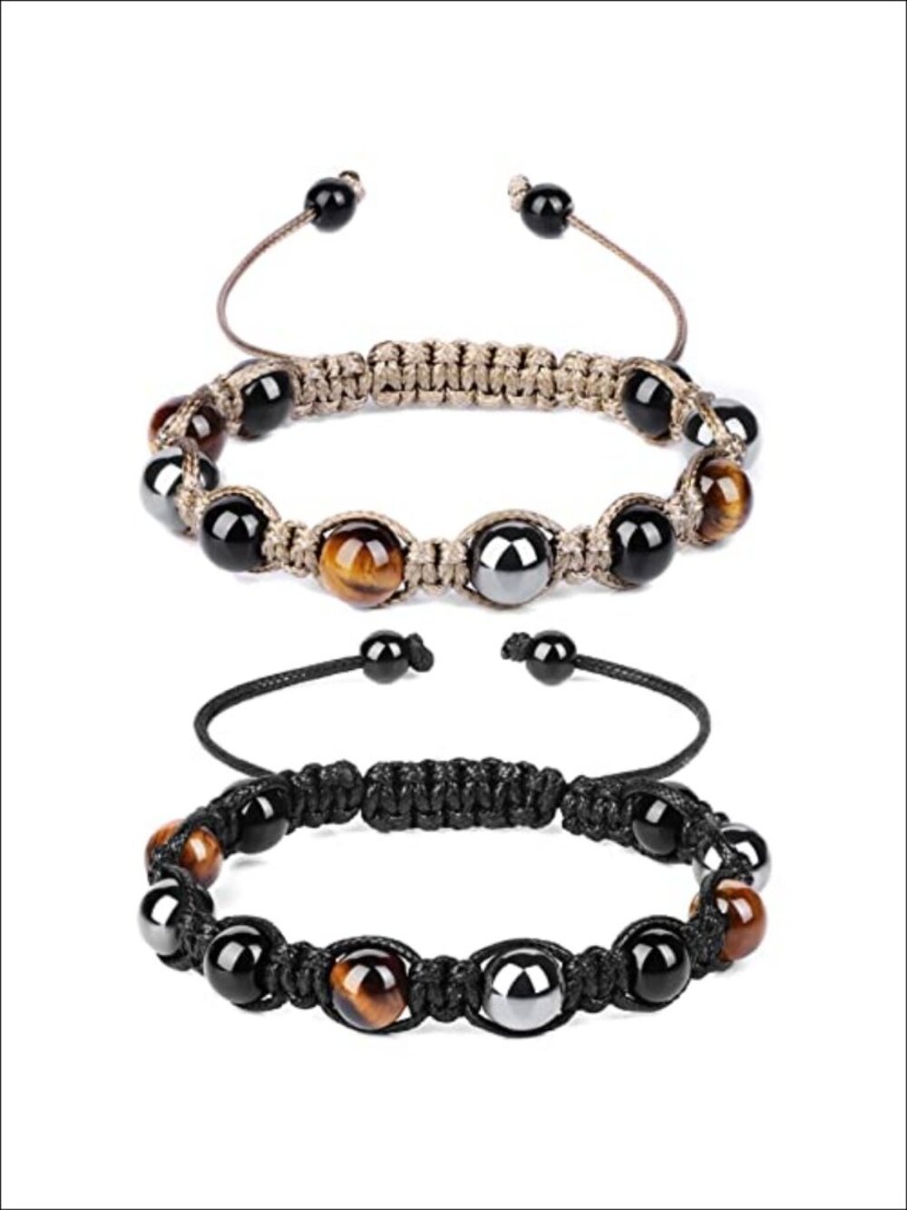 Triple Protection Bracelet Tiger Eye Black Obsidian Hematite Beads Healing